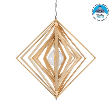 GLOBOSTAR® OCTAVE 01431 Μοντέρνο Κρεμαστό Φωτιστικό Οροφής με Ντουί 1 x E27 AC 220-240V IP20 - Μπεζ - Μ64 x Π64 x Y66cm