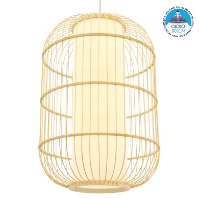 GLOBOSTAR® HIBISCUS 00891 Boho Κρεμαστό Φωτιστικό Οροφής με Ντουί 1 x E27 AC 220-240V IP20 - Μπεζ - Μ40 x Π40 x Υ60cm