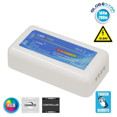 Ασύρματος LED Δέκτης - Receiver RGB Controller 2.4G RF για Groups 12v (144w) - 24v (288w) DC GloboStar 73414