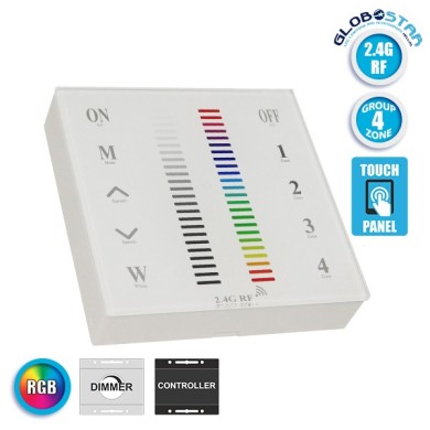 Ασύρματο LED RGB Χειριστήριο Αφής και Τοίχου 2.4G RF Έως και 4 Διαφορετικά Groups DC GloboStar 73417