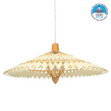 GLOBOSTAR® VENTALIA 00895 Boho Κρεμαστό Φωτιστικό Οροφής με Ντουί 1 x E27 AC 220-240V IP20 - Μπεζ - Μ80 x Π80 x Υ40cm