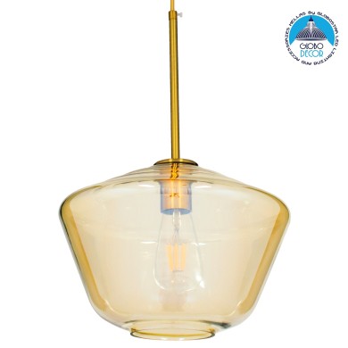 GLOBOSTAR® AMARIS 00870 Μοντέρνο Κρεμαστό Φωτιστικό Οροφής με Ντουί 1 x E27 AC 220-240V IP20 - Χρυσό Πλατίνα & Μελί - Μ30 x Π30 x Y22cm