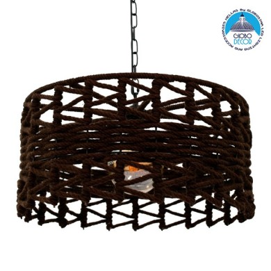 GLOBOSTAR® VERA 00920 Boho Κρεμαστό Φωτιστικό Οροφής με Ντουί 1 x E27 AC 220-240V IP20 - Καφέ - Μ50 x Π50 x Υ30cm