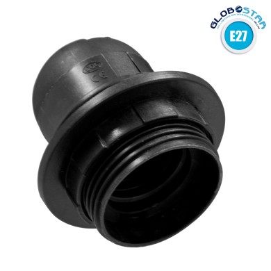 GLOBOSTAR® LAMPHOLDER 78959 Ντουί E27 με Ροδέλα IP20 Μαύρο - Μ5.8 x Π5.8 x Υ5.8cm