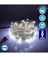 79732 Διακοσμητική Γιρλάντα 10 Μέτρων 100 LED USB 5 Volt 6 Watt με Ασημένιο Συρμάτινο Καλώδιο Ψυχρό Λευκό 6000K