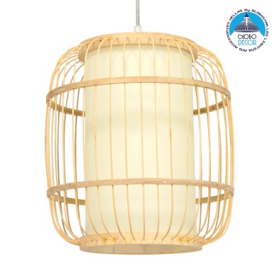 GLOBOSTAR® HIBISCUS 01633 Boho Κρεμαστό Φωτιστικό Οροφής με Ντουί 1 x E27 AC 220-240V IP20 - Μπεζ - Μ26 x Π26 x Y32cm