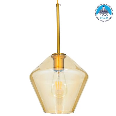 GLOBOSTAR® AMARIS 00869 Μοντέρνο Κρεμαστό Φωτιστικό Οροφής με Ντουί 1 x E27 AC 220-240V IP20 - Χρυσό Πλατίνα & Μελί - Μ22 x Π22 x Y22cm