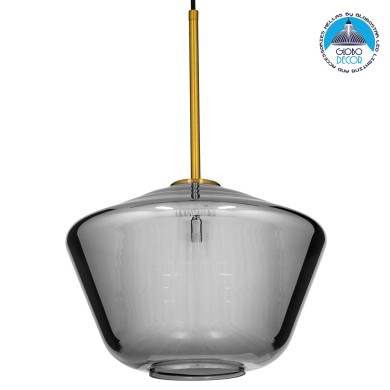 GLOBOSTAR® AMARIS 00873 Μοντέρνο Κρεμαστό Φωτιστικό Οροφής με Ντουί 1 x E27 AC 220-240V IP20 - Χρυσό Πλατίνα & Μαύρο Φιμέ - Μ30 x Π30 x Y22cm