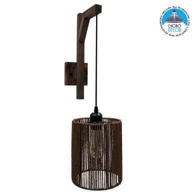 GLOBOSTAR® CASTI 00887 Boho Φωτιστικό Τοίχου - Απλίκα με Ντουί 1 x E27 AC 220-240V IP20 - Καφέ - Μ18 x Π30 x Υ75cm