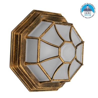 GLOBOSTAR® RUBY 00913 Vintage Φωτιστικό Οροφής με Ντουί 1 x E27 AC 220-240V IP20 - Χάλκινο Εφέ Σκουριάς - Μ21 x Π21 x Υ10cm