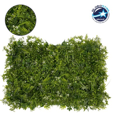 GLOBOSTAR® FERN 78401 Τεχνητό Πάνελ Φυλλωσιάς - Κάθετος Κήπος Γάλιο, Φτέρη, Γκι & Γρασίδι - Πράσινο - Μ60 x Π9 x Υ40cm
