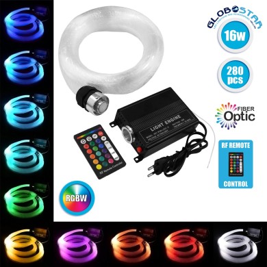 GLOBOSTAR® LUMOFIBRA 79614 Σύστημα Οπτικής Ίνας με RF Ασύρματο Χειριστήριο με 280 Οπτικές Ίνες Φ1mm Μήκους 2 Μέτρων LED 16W 1600lm 1° AC 220-240V IP20 Πολύχρωμο RGBW - Μ11.5 x Π9.5 x Υ5.5cm - 2 Χρόνια Εγγύηση
