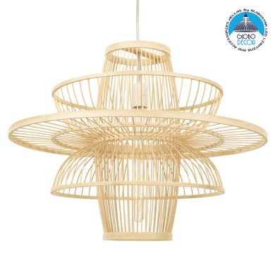 GLOBOSTAR® BALI 00862 Boho Κρεμαστό Φωτιστικό Οροφής με Ντουί 1 x E27 AC 220-240V IP20 - Μπεζ - Μ60 x Π60 x Υ45cm