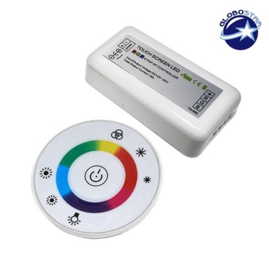Ασύρματος LED RGB Controller με Λευκό Στρογγυλό Χειριστήριο Αφής 2.4G 12v (192w) - 24v (384w) DC GloboStar 77545