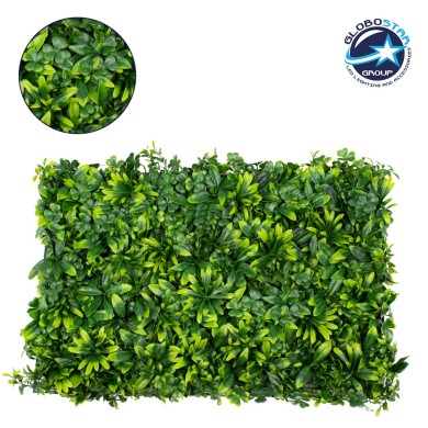 GloboStar® 78406 Artificial - Συνθετικό Τεχνητό Διακοσμητικό Πάνελ Φυλλωσιάς - Κάθετος Κήπος Τριφύλλι - Νάνος Δάφνη - Περεσκία Πράσινο Μ60 x Υ40 x Π8cm