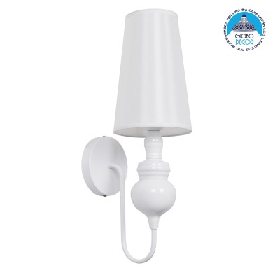 GLOBOSTAR® LAURA 01499 Μοντέρνο Φωτιστικό Τοίχου - Απλίκα με Ντουί 1 x E27 AC 220-240V IP20 - Λευκό - Μ21 x Π15 x Y48cm