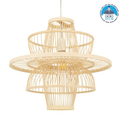 GLOBOSTAR® BALI 00861 Boho Κρεμαστό Φωτιστικό Οροφής με Ντουί 1 x E27 AC 220-240V IP20 - Μπεζ - Μ45 x Π45 x Υ42.5cm