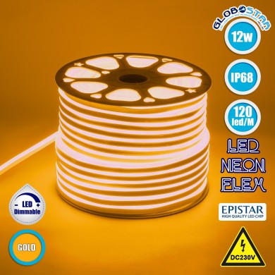 GLOBOSTAR® OVALE 70576 Ταινία Neon Flex LED 12W-m 720lm-m 120° DC 220-240V Αδιάβροχο IP65 120 x SMD2835 Chip-m Ultra Θερμό Λευκό 2200K Dimmable - Sanan SMD Chip - Μ100 x Π0.8 x Υ1.6cm - 3 Χρόνια Εγγύηση
