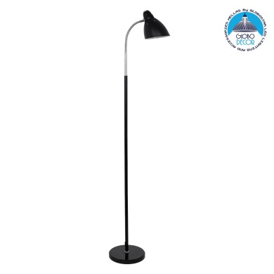 GLOBOSTAR® VERSA 00830 Μοντέρνο Επιδαπέδιο Φωτιστικό με Ντουί 1 x E27 AC 220-240V IP20 - Μαύρο & Χρώμιο - Μ14.5 x Π14.5 x Υ155cm
