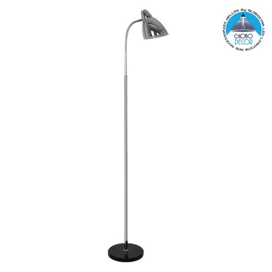 GLOBOSTAR® VERSA 00831 Μοντέρνο Επιδαπέδιο Φωτιστικό με Ντουί 1 x E27 AC 220-240V IP20 - Ασημί & Μαύρο - Μ15 x Π15 x Υ155cm