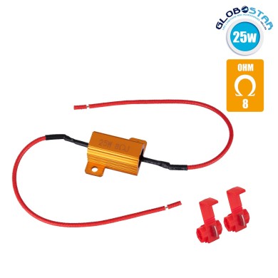 GLOBOSTAR® CANRESISTOR 81642 Βατική Αντίσταση CANbus 25W 8 Ohm  AC-DC 12V Αδιάβροχο IP65 - Μ2.8 x Π2.7 x Υ1.5cm