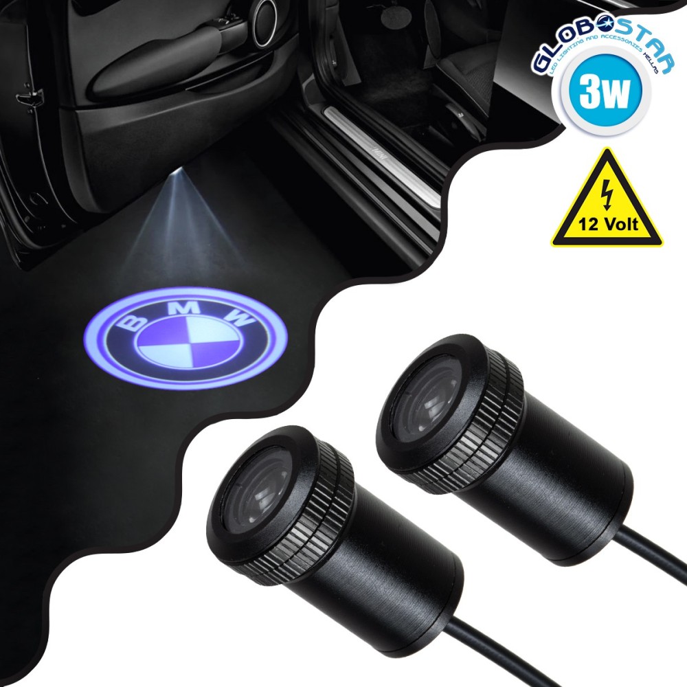GLOBOSTAR® GHOSTLOGO 81603 Projector Προβολής Μάρκας Αυτοκινήτου "BMW" LED 2.5W-5W 100lm-200lm 45° DC 12V Αδιάβροχο IP65 Ψυχρό Λευκό 6000K - CREE XHP35 Chip - Μ2.2 x Π3.4 x Υ2.2cm - Q1.9cm - Πακέτο 2 Τεμαχίων - 1 Χρόνο Εγγύηση