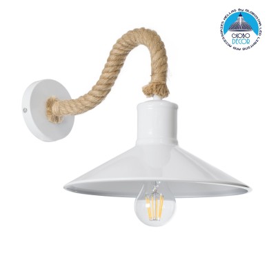 GLOBOSTAR® VINSA 01130 Boho Φωτιστικό Τοίχου - Απλίκα με Ντουί 1 x E27 AC 220-240V IP20 - Λευκό & Μπεζ - Μ37.5 x Π26.7 x Υ25cm