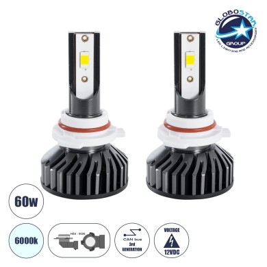 GLOBOSTAR® LEDKITF2 82030 Λάμπα HB4 9006 CANbus LED 30W-60W 3500lm-7000lm 360° DC 12-24V Αδιάβροχο IP65 Ψυχρό Λευκό 6000K - CREE COB Chip - Μ4 x Π4 x Υ6.6cm - Πακέτο 2 Τεμαχίων - 2 Χρόνια Εγγύηση