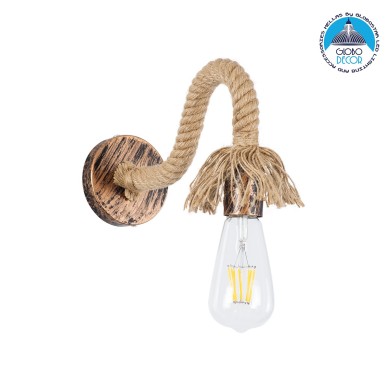 GLOBOSTAR® FLEDI 01134 Vintage Φωτιστικό Τοίχου - Απλίκα με Ντουί 1 x E27 AC 220-240V IP20 - Χάλκινο & Μπεζ - Μ10 x Π25 x Υ15cm