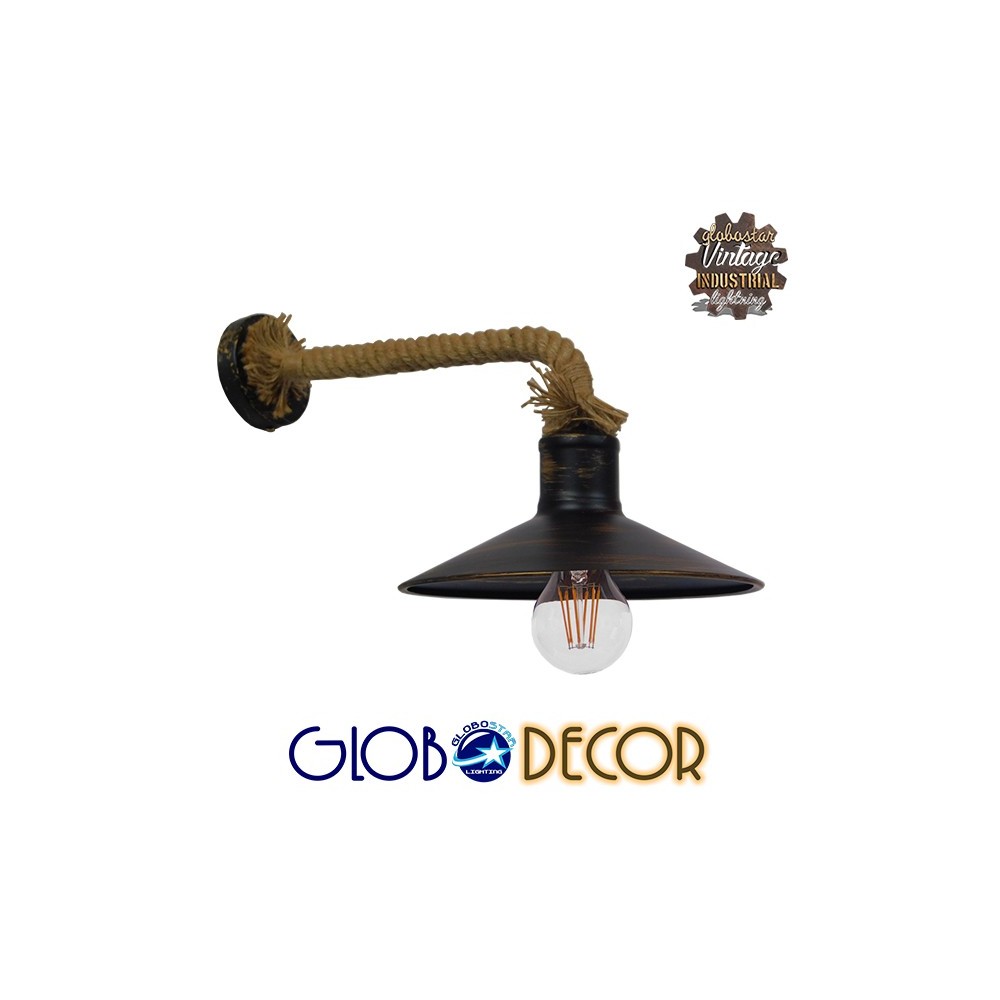 GLOBOSTAR® VINSA 01136 Boho Φωτιστικό Τοίχου - Απλίκα με Ντουί 1 x E27 AC 220-240V IP20 - Χάλκινο & Μπεζ - Μ50 x Π27 x Υ25cm