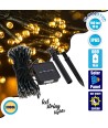 85807 Διακοσμητική Γιρλάντα 10 Μέτρων με Controller 8 Προγραμμάτων Φωτισμού - 100 LED 4W με Ενσωματωμένη Μπαταρία 600mAh - Φωτοβολταϊκό Πάνελ - Αισθητήρα Ημέρας-Νύχτας - Βάση Κήπου & Σκούρο Πράσινο Καλώδιο Αδιάβροχη IP65 Θερμό Λευκό 3000K Μ10m
