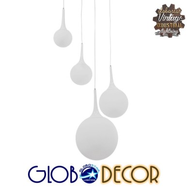GLOBOSTAR® DORI 01144 Μοντέρνο Κρεμαστό Φωτιστικό Οροφής με Ντουί 4 x E27 AC 220-240V IP20 - Λευκό - Μ75 x Π75 x Υ52cm