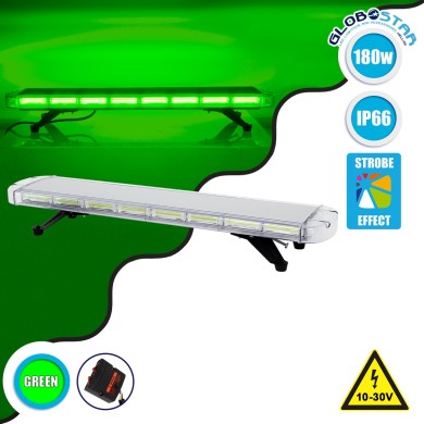 GloboStar® 85187 PRO Series Φάρος Σήμανσης Οχήματος Security - Ασφαλείας για Αυτοκίνητα & Φορτηγά 6 Προγραμμάτων Φωτισμού STROBE LED COB 180W DC 10-30V Αδιάβροχος IP66 Πράσινο