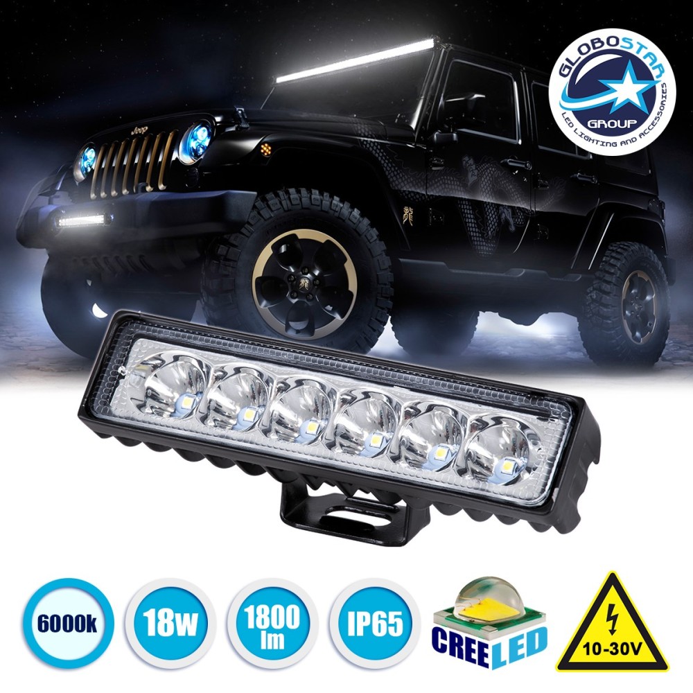 GloboStar® 85448 PRO Series Μπάρα Σήμανσης - Φώτα Ημέρας - DRL για Αυτοκίνητα & Φορτηγά LED CREE XBD 18W 1800lm DC 10-30V Αδιάβροχη IP65 Ψυχρό Λευκό 6000K
