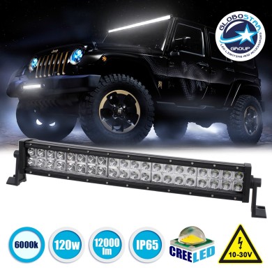 GloboStar® 85470 PRO Series Μπάρα Καμπυλωτή - Curved για Αυτοκίνητα & Φορτηγά LED CREE XBD 120W 12000lm DC 10-30V Αδιάβροχη IP65 Ψυχρό Λευκό 6000K