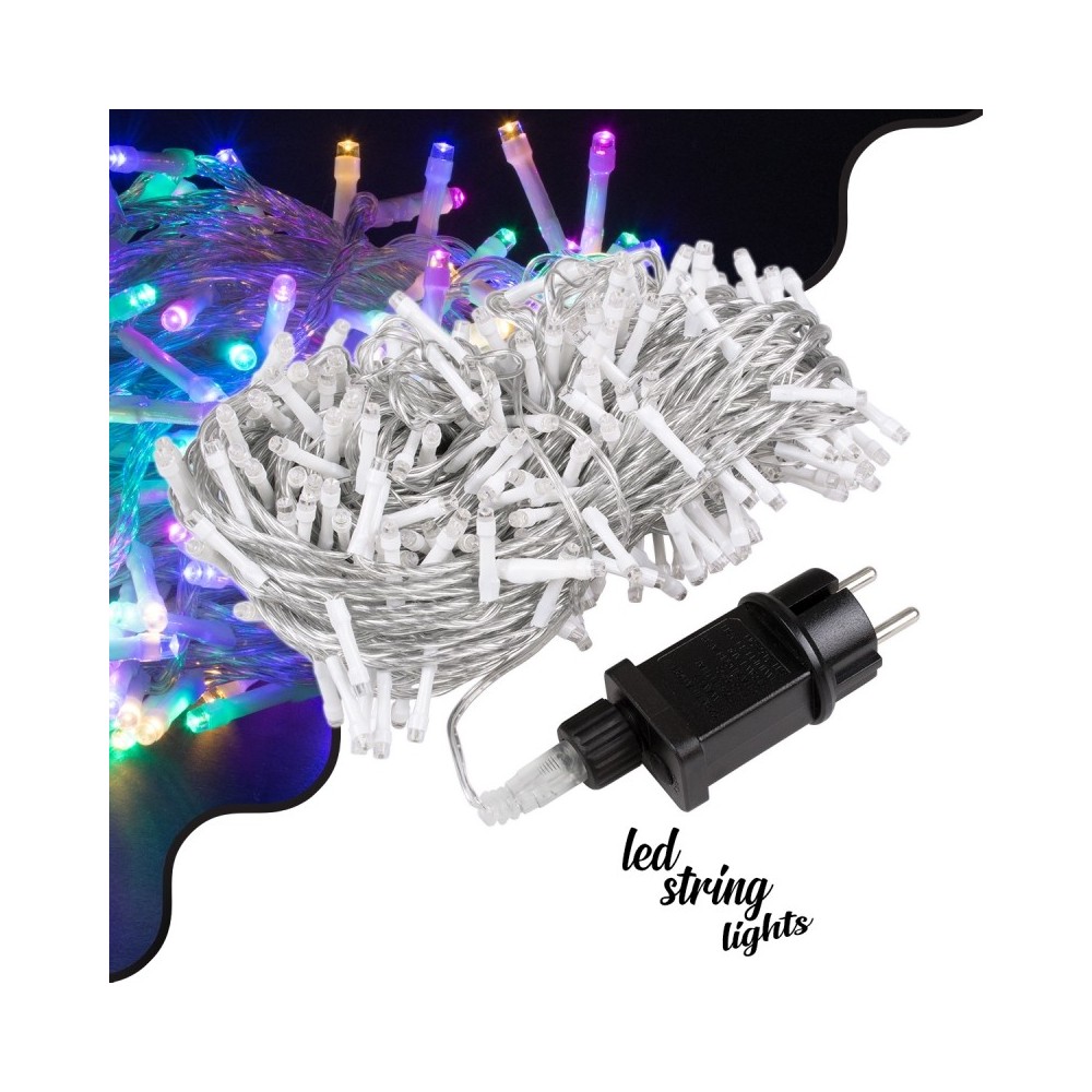 85841 Διακοσμητική Γιρλάντα 33 Μέτρα με Controller 8 Προγραμμάτων Εναλλαγών Φωτισμού - Επεκτεινόμενη 300 LED 3.6W AC 230V με Διάφανο Καλώδιο & Πρίζα Schuko Αδιάβροχη IP44 RGB Μ33m