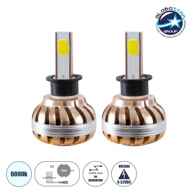 GloboStar® 99701 LED HID KIT H3 45 Watt COB LED 3600 Lumen 9-32 Volt DC 6000k
