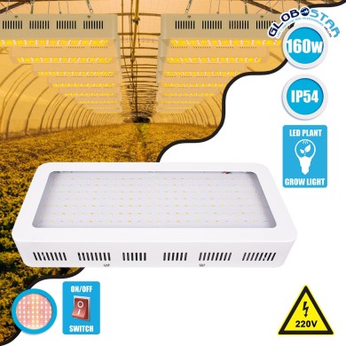 GloboStar® 85953 Grow Light Hydro Full Spectrum LED Φωτιστικό Ανάπτυξης Φυτών Υδροπονικού Θερμοκηπίου SMD 2835 160W 160° AC230V IP54 Εσωτερικού Χώρου για Κάλυψη Επιφάνειας 3m x 3m Πλήρους Φάσματος Φωτισμού