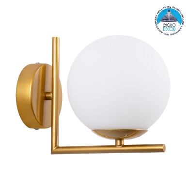 GLOBOSTAR® JADA 01426 Μοντέρνο Φωτιστικό Τοίχου - Απλίκα με Ντουί 1 x E27 AC 220-240V IP20 - Χρυσό & Λευκό - Μ15 x Π21.5 x Υ18cm