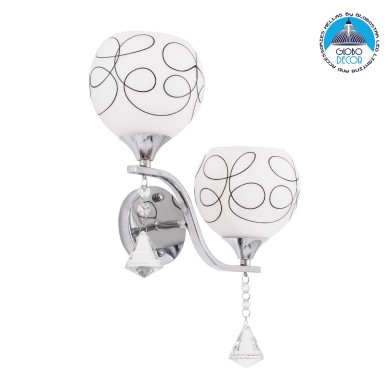 GLOBOSTAR® CANTER 00635 Μοντέρνο Φωτιστικό Τοίχου - Απλίκα με Ντουί 2 x E27 AC 220-240V IP20 - Ασημί & Λευκό - Μ32 x Π15 x Υ40cm