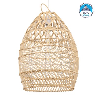GLOBOSTAR® TAHITI 00710 Boho Κρεμαστό Φωτιστικό Οροφής με Ντουί 1 x E27 AC 220-240V IP20 - Μπεζ - Μ38 x Π38 x Υ50cm