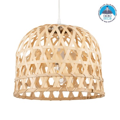 GLOBOSTAR® MANGEA 00715 Boho Κρεμαστό Φωτιστικό Οροφής με Ντουί 1 x E27 AC 220-240V IP20 - Μπεζ - Μ35 x Π35 x Υ22cm