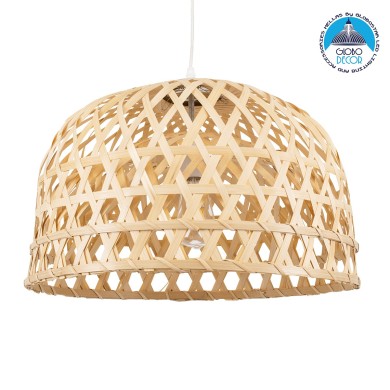 GLOBOSTAR® MANGEA 00716 Boho Κρεμαστό Φωτιστικό Οροφής με Ντουί 1 x E27 AC 220-240V IP20 - Μπεζ - Μ50 x Π50 x Υ34cm