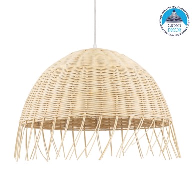 GLOBOSTAR® JAKARTA 00712 Boho Κρεμαστό Φωτιστικό Οροφής με Ντουί 1 x E27 AC 220-240V IP20 - Μπεζ - Μ50 x Π50 x Υ36cm