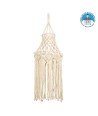 GloboStar® 36209 SOMALIA Boho Καπέλο Φωτιστικού Μακραμέ Πλεκτό Χειροποίητο Μπεζ Βαμβακερό Νήμα - Μ30 x Π30  x Υ90cm