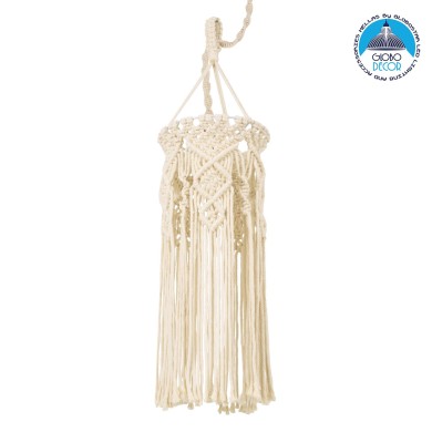 GLOBOSTAR® BAHRI 36211 Boho Κρεμαστό Φωτιστικό Οροφής με Ντουί 1 x E27 AC 220-240V IP20 - Μπεζ - Μ20 x Π20 x Υ65cm