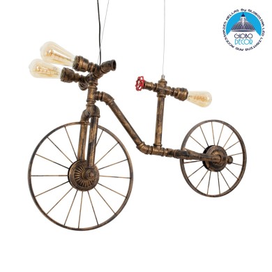 GLOBOSTAR® SWIFTWALKER 00660 Vintage Κρεμαστό Φωτιστικό Οροφής με Ντουί 3 x E27 AC 220-240V IP20 - Χάλκινο & Κόκκινο - Μ85 x Π29.5 x Υ55cm