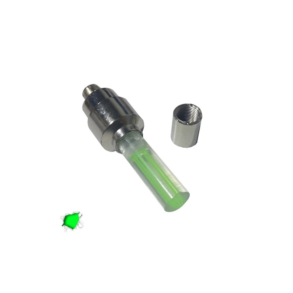 GloboStar® 115202 Βαλβίδες LED με Μπαταρία 3xLR1130 Αυτοκινήτου - Μοτοσυκλέτας - Ποδηλάτου Σετ 2 Τεμ. σε Blister Πράσινο