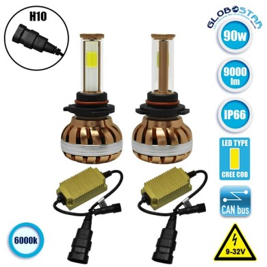 GloboStar® 99708 LED HID KIT H10 45 Watt COB LED 4500 Lumen 9-32 Volt DC 6000k