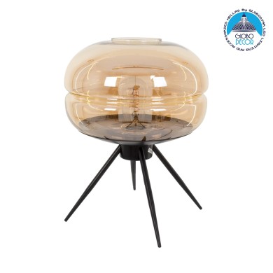 GLOBOSTAR® JAVAN 00737 Μοντέρνο Επιτραπέζιο Φωτιστικό Πορτατίφ με Ντουί 1 x E27 AC 220-240V IP20 - Μελί & Μαύρο - Μ30 x Π30 x Y19cm